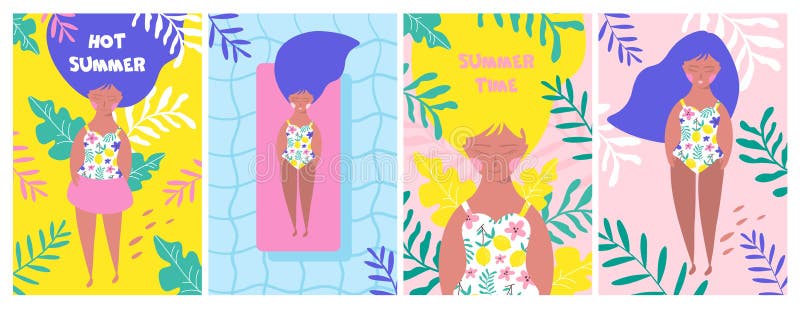 Cartel fijado con la muchacha de relajaci?n en la playa Vector ilustración del vector Cartel fijado con la muchacha de relajaci?n en la playa Vector ilustración del vector