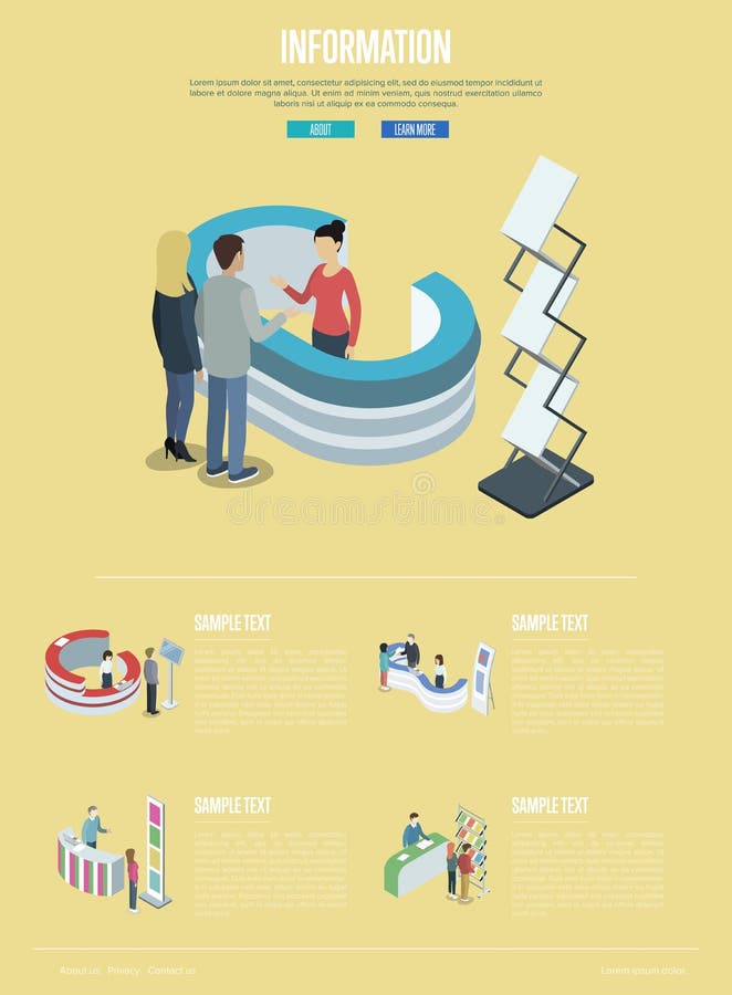Cartel isométrico del puesto de la información y de informaciones libre illustration Cartel isométrico del puesto de la información y de informaciones libre illustration
