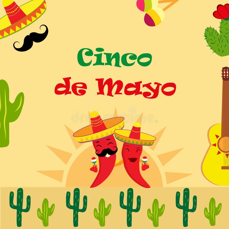 Cartel para el día de fiesta de Cinco de Mayo stock de ilustración Cartel para el día de fiesta de Cinco de Mayo stock de ilustración