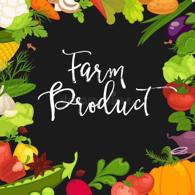 Cartel promocional del producto agrícola con las verduras orgánicas frescas libre illustration Cartel promocional del producto agrícola con las verduras orgánicas frescas libre illustration
