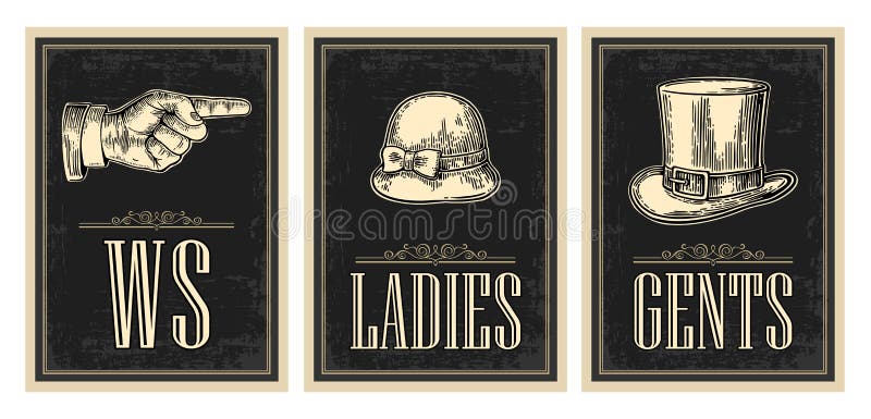 Cartel retro del grunge del vintage del retrete Señoras, centavos, señalando el finger libre illustration Cartel retro del grunge del vintage del retrete Señoras, centavos, señalando el finger libre illustration