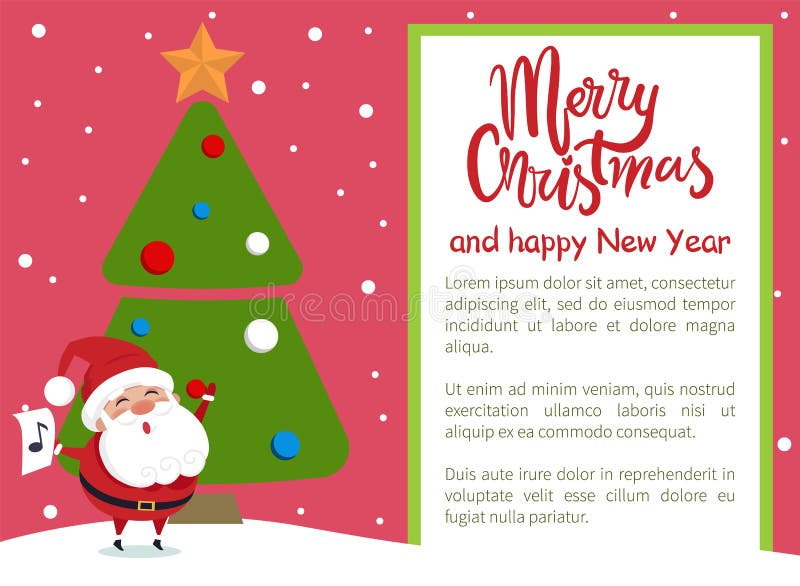 Cartel Santa Tree de la Feliz Año Nuevo de la Feliz Navidad stock de ilustración Cartel Santa Tree de la Feliz Año Nuevo de la Feliz Navidad stock de ilustración