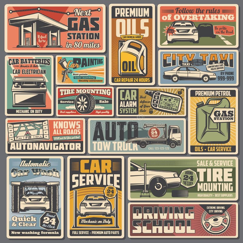 Piezas De Automóvil, Motor, Neumáticos Y Herramientas Del Coche Ilustración  del Vector - Ilustración de gasolina, transporte: 128316490