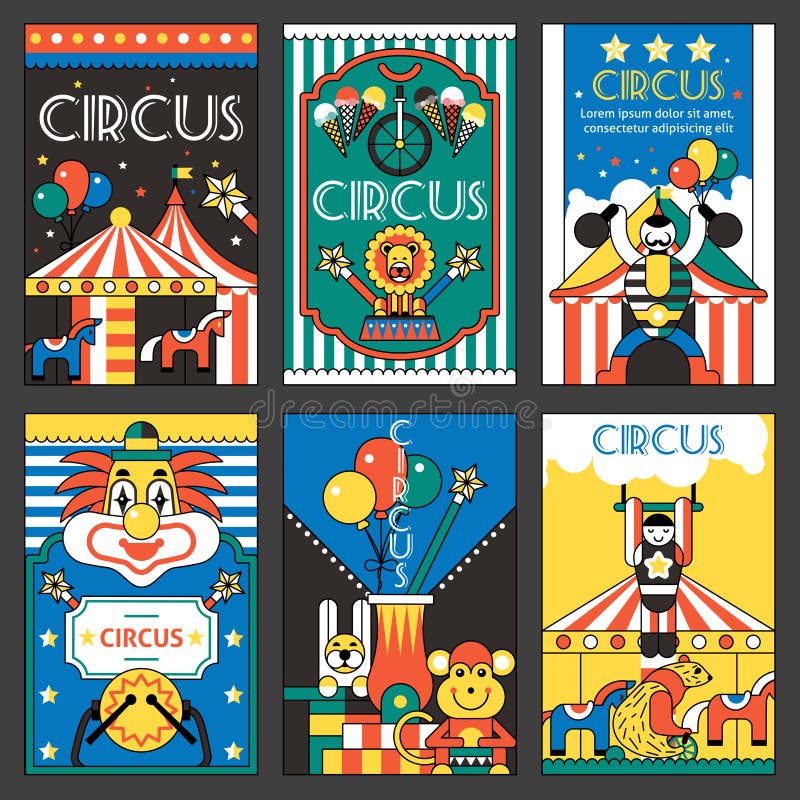 Carteles retros del circo stock de ilustración Carteles retros del circo stock de ilustración