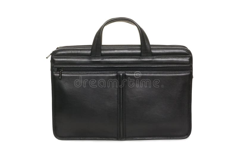 Cartella di cuoio nera di affari immagini stock