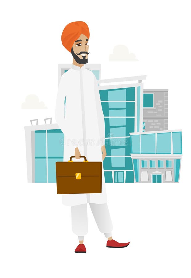 Cartella indù della tenuta dell'uomo d'affari royalty illustrazione gratis Cartella indù della tenuta dell'uomo d'affari royalty illustrazione gratis