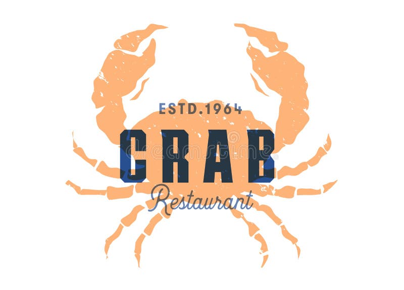 Cartello di pesce silhouettede granchio vettoriale emblema pesce pesce ristorante alimentare etichetta marchio di menu di mercato illustrazione di stock