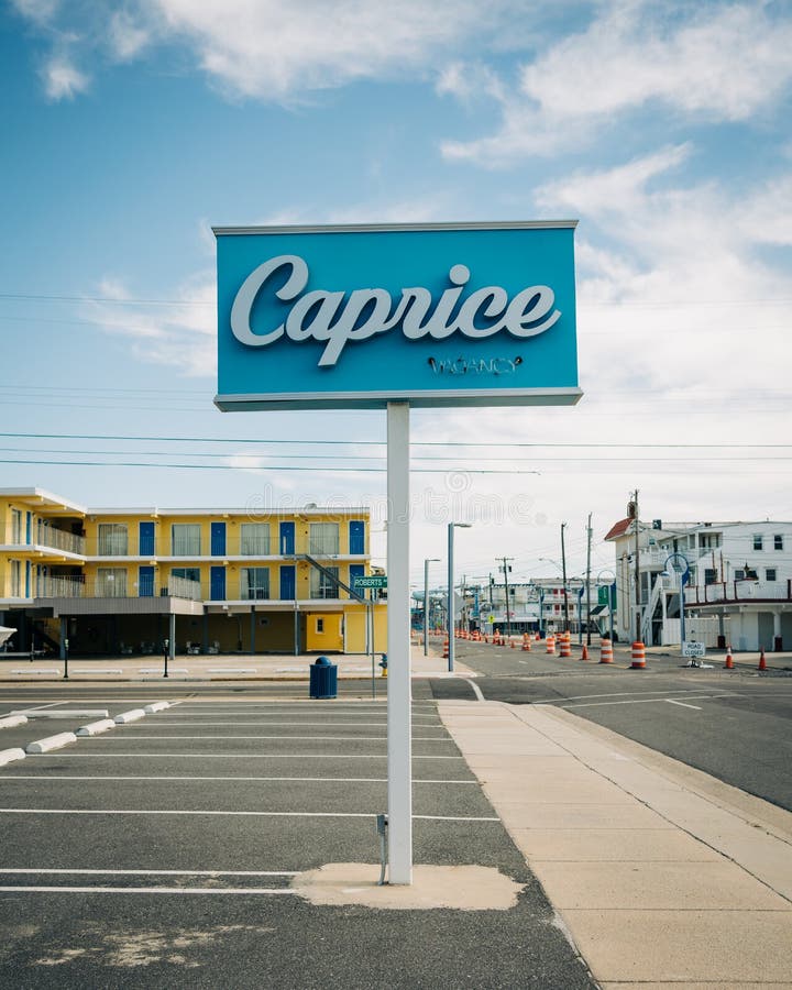 Travel photograph of caprice Motel vintage sign Wildwood New Jersey. Travel photograph of caprice Motel vintage sign Wildwood New Jersey