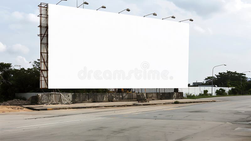 Generative AI : Huge blank white billboard for advertisement near construction site business concept. Generative AI : Huge blank white billboard for advertisement near construction site business concept.