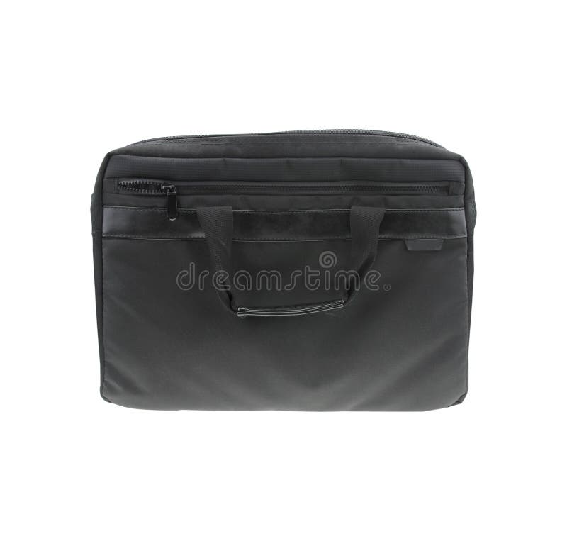 Cartera negra del ordenador portátil en el fondo blanco imagen de archivo libre de regalías Cartera negra del ordenador portátil en el fondo blanco imagen de archivo libre de regalías