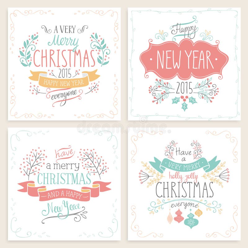 Cartes en liasse tirées par la main de Noël illustration de vecteur Cartes en liasse tirées par la main de Noël illustration de vecteur