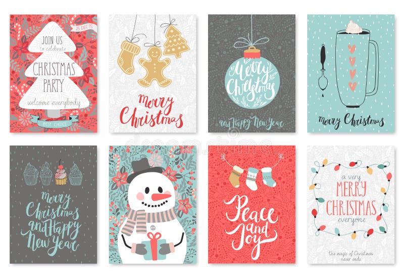 Cartes en liasse tirées par la main de Noël illustration de vecteur Cartes en liasse tirées par la main de Noël illustration de vecteur