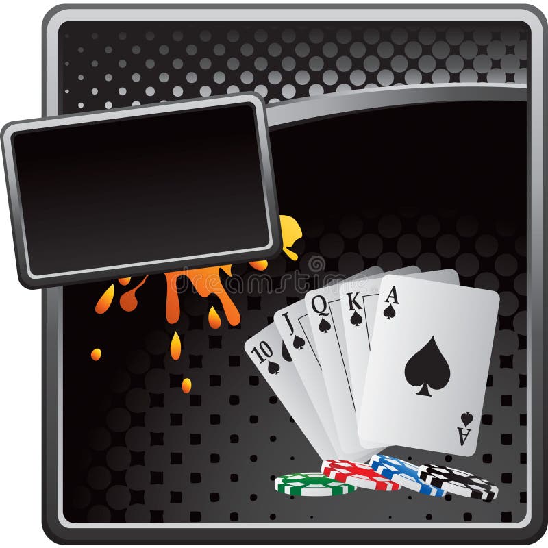 Cartes et puces de jeu sur le drapeau tramé noir illustration libre de droits Cartes et puces de jeu sur le drapeau tramé noir illustration libre de droits