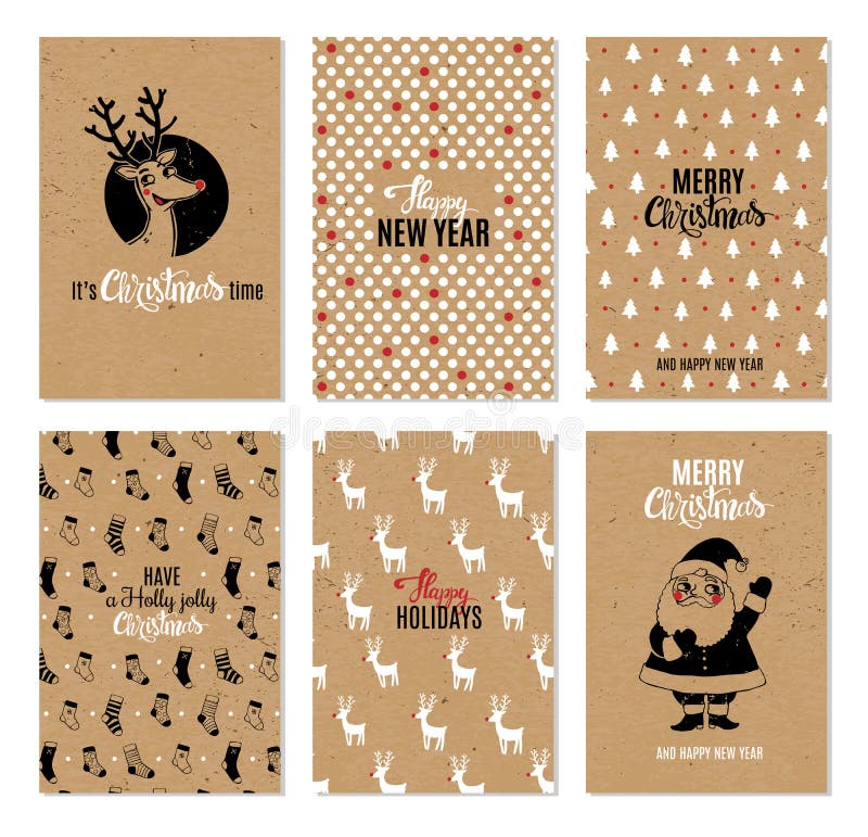 Cartes imprimables de vecteur tiré par la main de Noël illustration libre de droits Cartes imprimables de vecteur tiré par la main de Noël illustration libre de droits