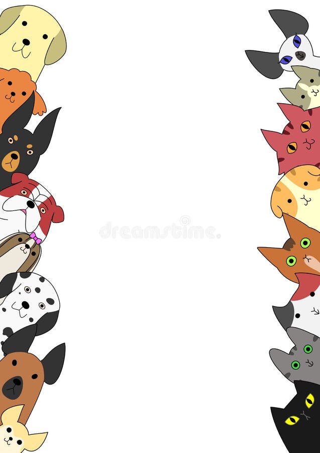Cartes mignonnes de chiens et de chats illustration de vecteur Cartes mignonnes de chiens et de chats illustration de vecteur