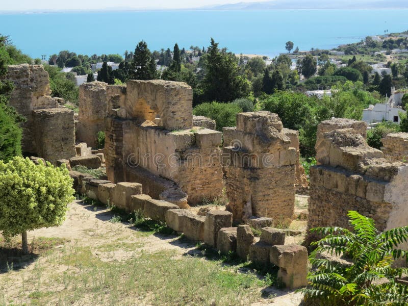 Carthago ruiny stolica antyczna Kartagińska cywilizacja Unesco Światowego Dziedzictwa Miejsce zdjęcia stock Carthago ruiny stolica antyczna Kartagińska cywilizacja Unesco Światowego Dziedzictwa Miejsce zdjęcia stock