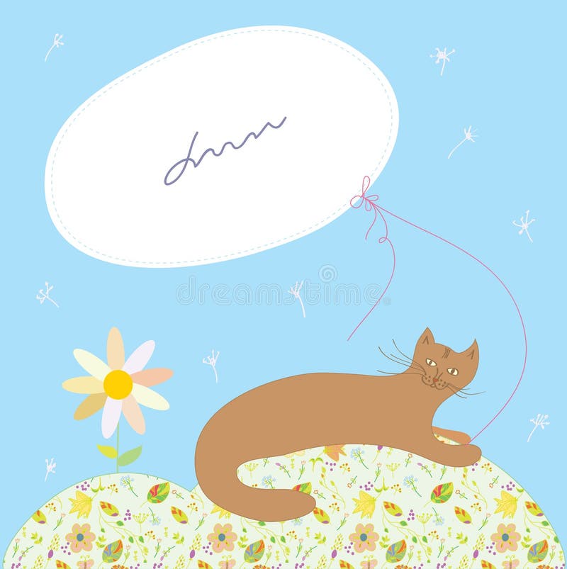 Cartolina d'auguri con il gatto e la struttura illustrazione vettoriale Cartolina d'auguri con il gatto e la struttura illustrazione vettoriale