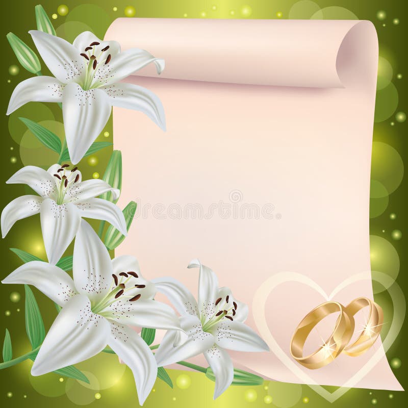 Cartolina d'auguri dell'invito o di cerimonia nuziale con il giglio illustrazione vettoriale Cartolina d'auguri dell'invito o di cerimonia nuziale con il giglio illustrazione vettoriale