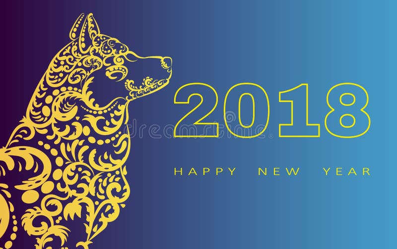 Cartolina d'auguri di 2018 buoni anni Anno del cane Nuovo anno cinese con gli scarabocchi disegnati a mano Illustrazione di vetto illustrazione di stock Cartolina d'auguri di 2018 buoni anni Anno del cane Nuovo anno cinese con gli scarabocchi disegnati a mano Illustrazione di vetto illustrazione di stock