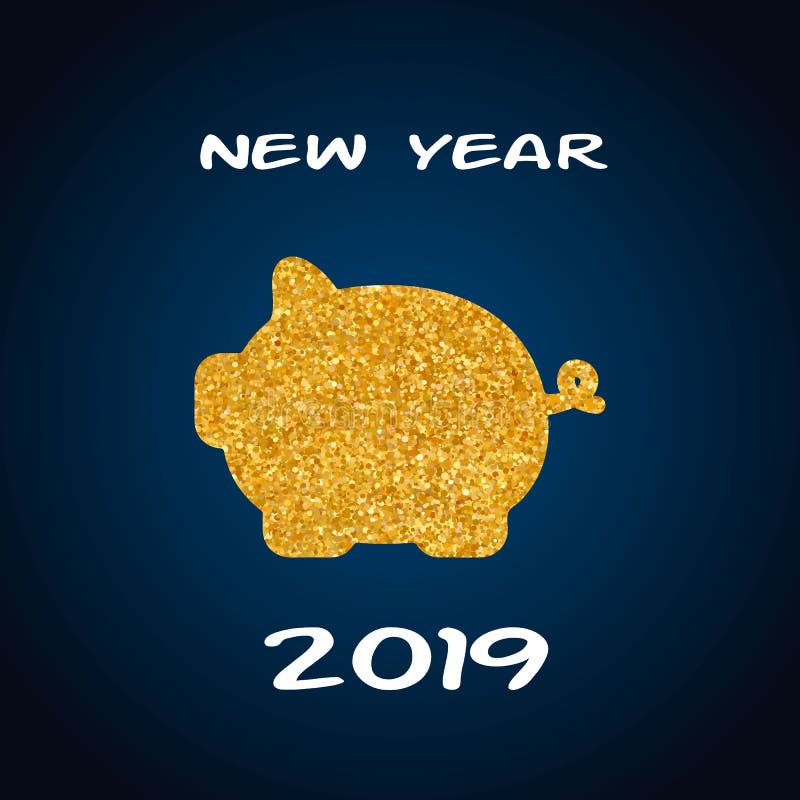 Cartolina d'auguri di 2019 buoni anni Fondo blu di celebrazione con il maiale dell'oro e posto per il vostro testo Illustrazione illustrazione vettoriale Cartolina d'auguri di 2019 buoni anni Fondo blu di celebrazione con il maiale dell'oro e posto per il vostro testo Illustrazione illustrazione vettoriale