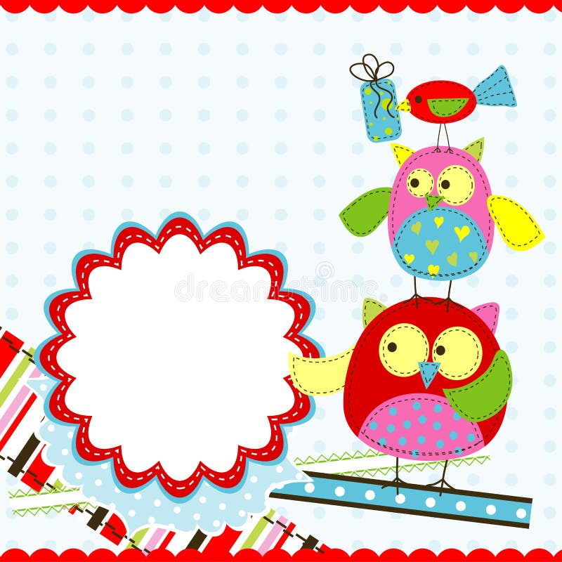 Piccolo Gufo Simpatico Biglietto Di Auguri Di Compleanno Immagine E Vettoriale - Foto 13