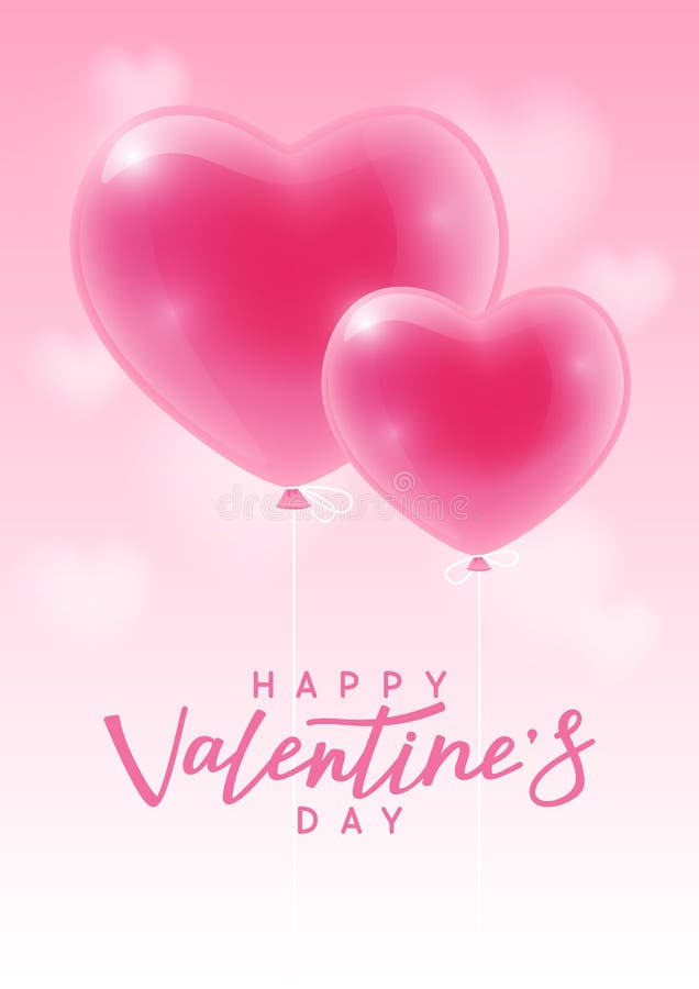 Cartolina d'auguri di giorno di biglietti di S. Valentino con i palloni del cuore illustrazione di stock Cartolina d'auguri di giorno di biglietti di S. Valentino con i palloni del cuore illustrazione di stock