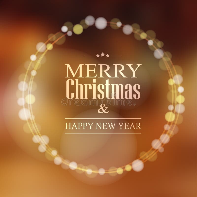 Cartolina d'auguri di Natale con la corona delle luci del bokeh, illustrazione vettoriale Cartolina d'auguri di Natale con la corona delle luci del bokeh, illustrazione vettoriale
