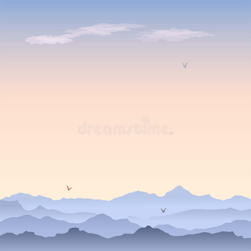 Cartolina d'auguri di vettore con il paesaggio della montagna illustrazione di stock Cartolina d'auguri di vettore con il paesaggio della montagna illustrazione di stock