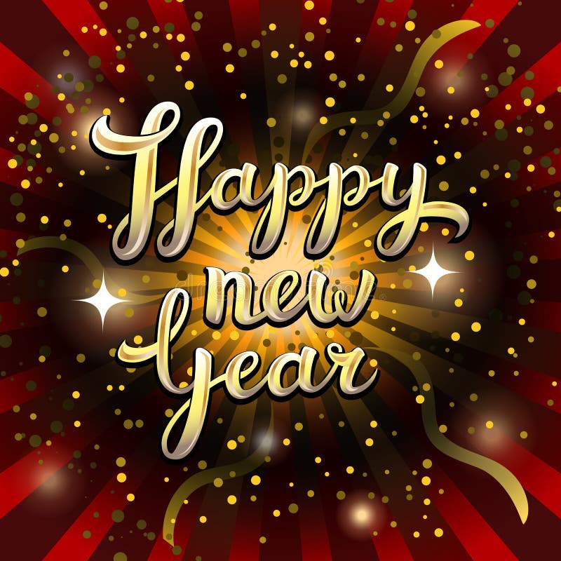 Cartolina d'auguri di vettore dei coriandoli dell'iscrizione del buon anno illustrazione di stock Cartolina d'auguri di vettore dei coriandoli dell'iscrizione del buon anno illustrazione di stock