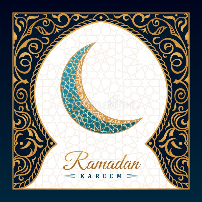 Cartolina d'auguri islamica di Ramadan Kareem Linea orientale moschea di progettazione con il modello arabo illustrazione di stock Cartolina d'auguri islamica di Ramadan Kareem Linea orientale moschea di progettazione con il modello arabo illustrazione di stock