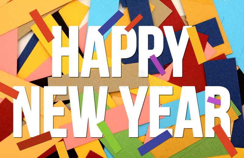 Happy New Year Post Card with Colorful paper cards. Specially designed to wish someone new years greetings. Happy New Year Post Card with Colorful paper cards. Specially designed to wish someone new years greetings.