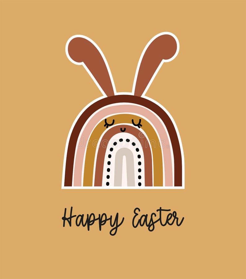 Cartolina di auguri di Pasqua felice, di colore pastello, pastorale. elementi di boho con fiori e farfalla di coniglio.