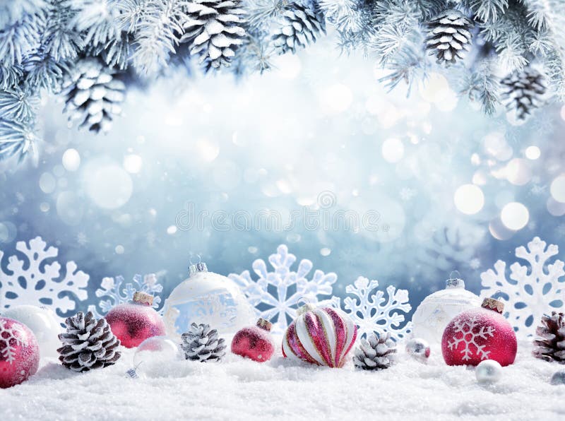 Cartolina di Natale - bagattelle su neve