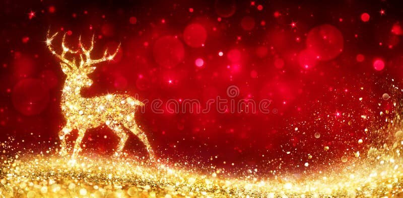 Cartolina di Natale - cervo dorato magico