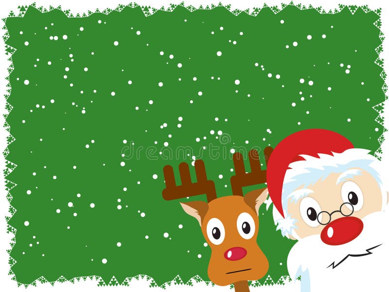 Cartolina di Natale di Rudolph e del Babbo Natale