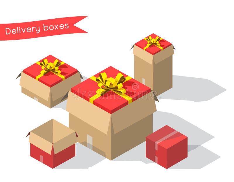 Carton Gift Boxes Delivery Packaging Open and Closed Box with Bows