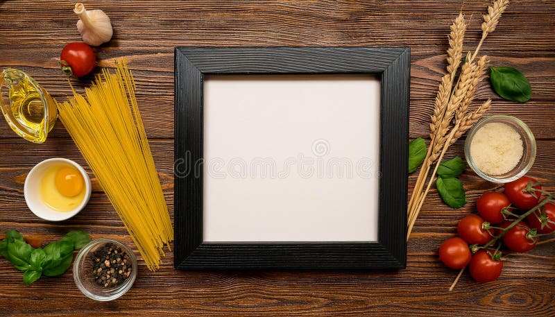 Cartone nero per menu sullo sfondo di legno marrone. immagine generata ai