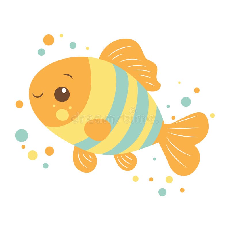 Cartoni animati di pesce con un'espressione sorridente che nuotano in mare illustrazione vettoriale