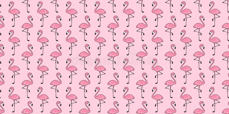 Cartoo isolado do papel de parede da repetição do fundo da telha do verão do pássaro dos flamingos do rosa do vetor do teste padr ilustração royalty free