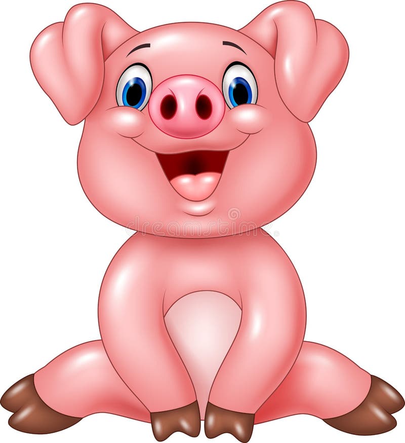 Download Cartoon Adorable Baby Pig Isolated On White Background ...