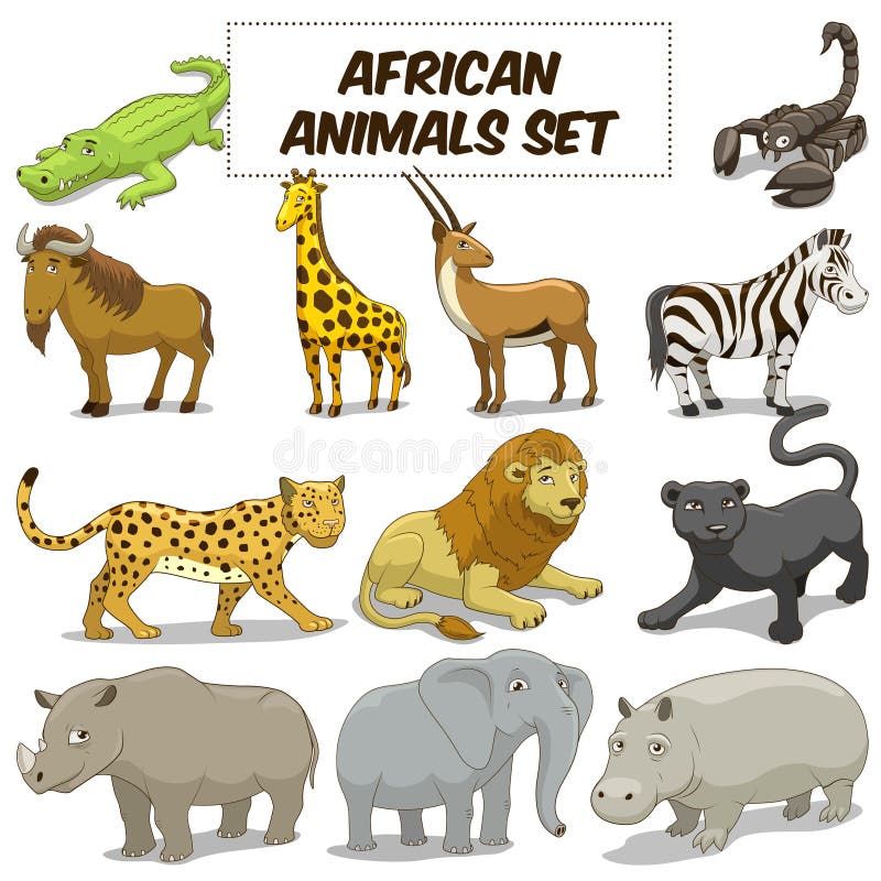 Cartoon african savannah animals set vector royalty free illustration Cartoon african savannah animals set vector royalty free illustration