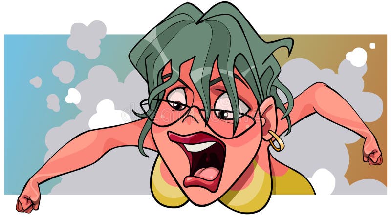 Cartoon aggressive angry woman screaming looking down royalty free illustration Cartoon aggressive angry woman screaming looking down royalty free illustration