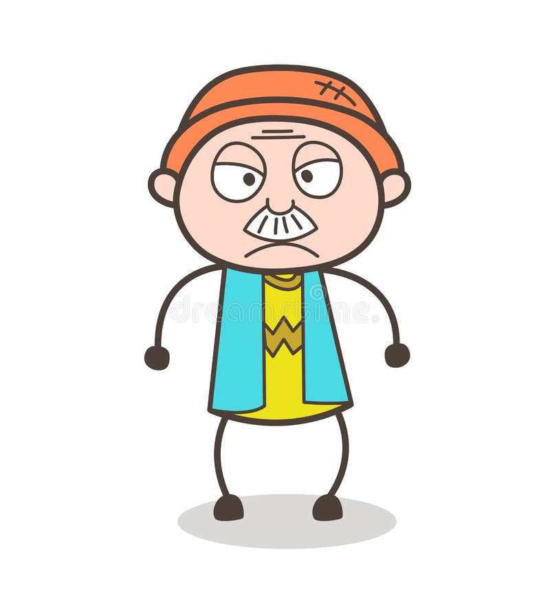 Download Cartoon Aggressive Grandpa Expression Vector Illustration ...