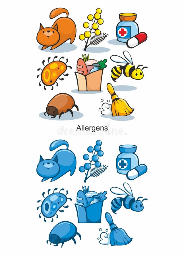 Cartoon Allergen Icons Set