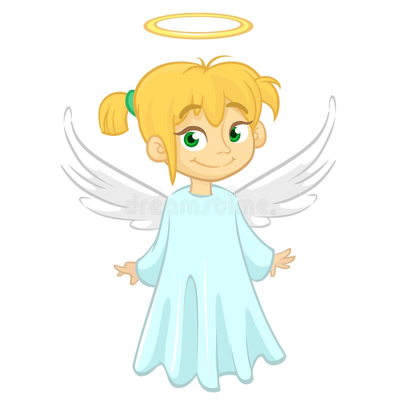 Cartoon Angel. Vecor Illustration of Flying Girl Angel for Christmas ...