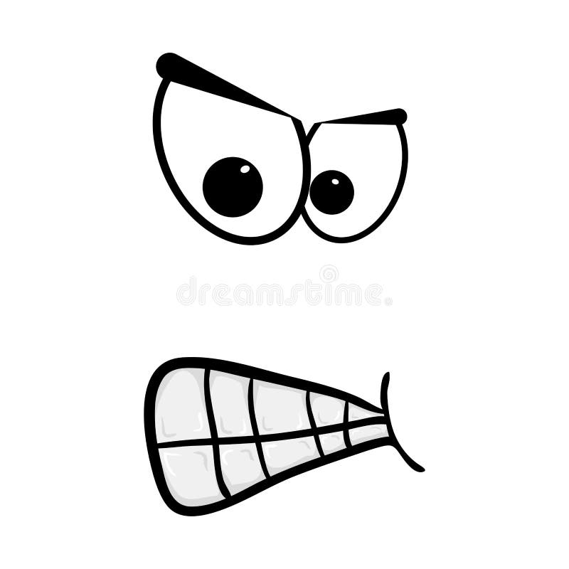 Cartoon Angry Face Isolated On White Background Stock Vector
