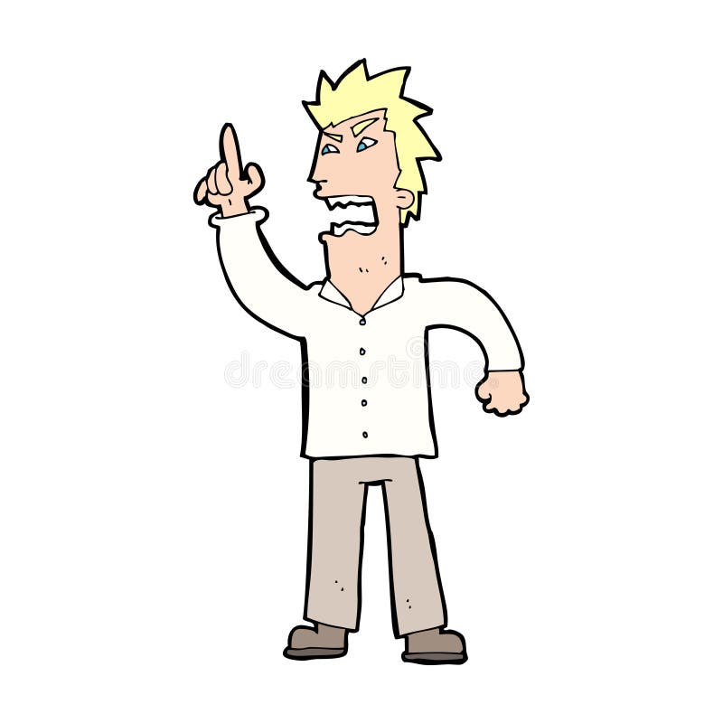 cartoon angry man making point