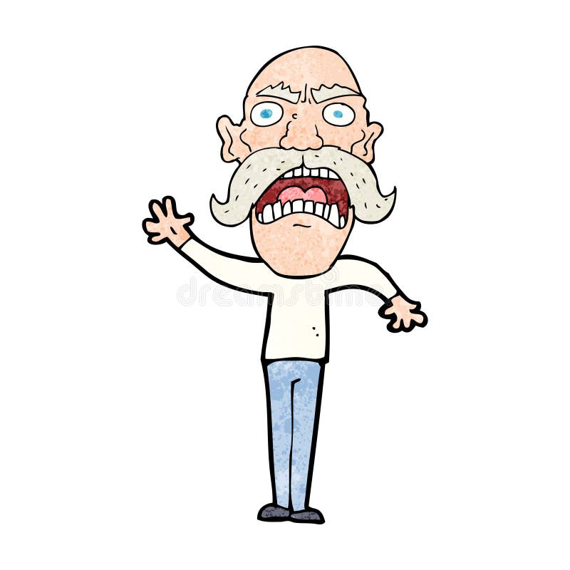 cartoon angry old man