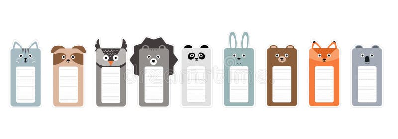 Cute Animal Bookmarks Stock Illustrations – 231 Cute Animal Bookmarks ...