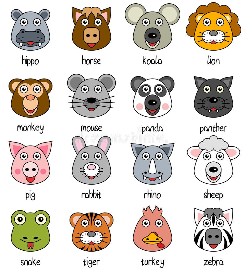 Cartoon Animal Faces Set [2]